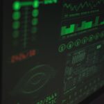 Ekran komputera z zielonym panelem cyberbezpieczeństwa i ochrony danych